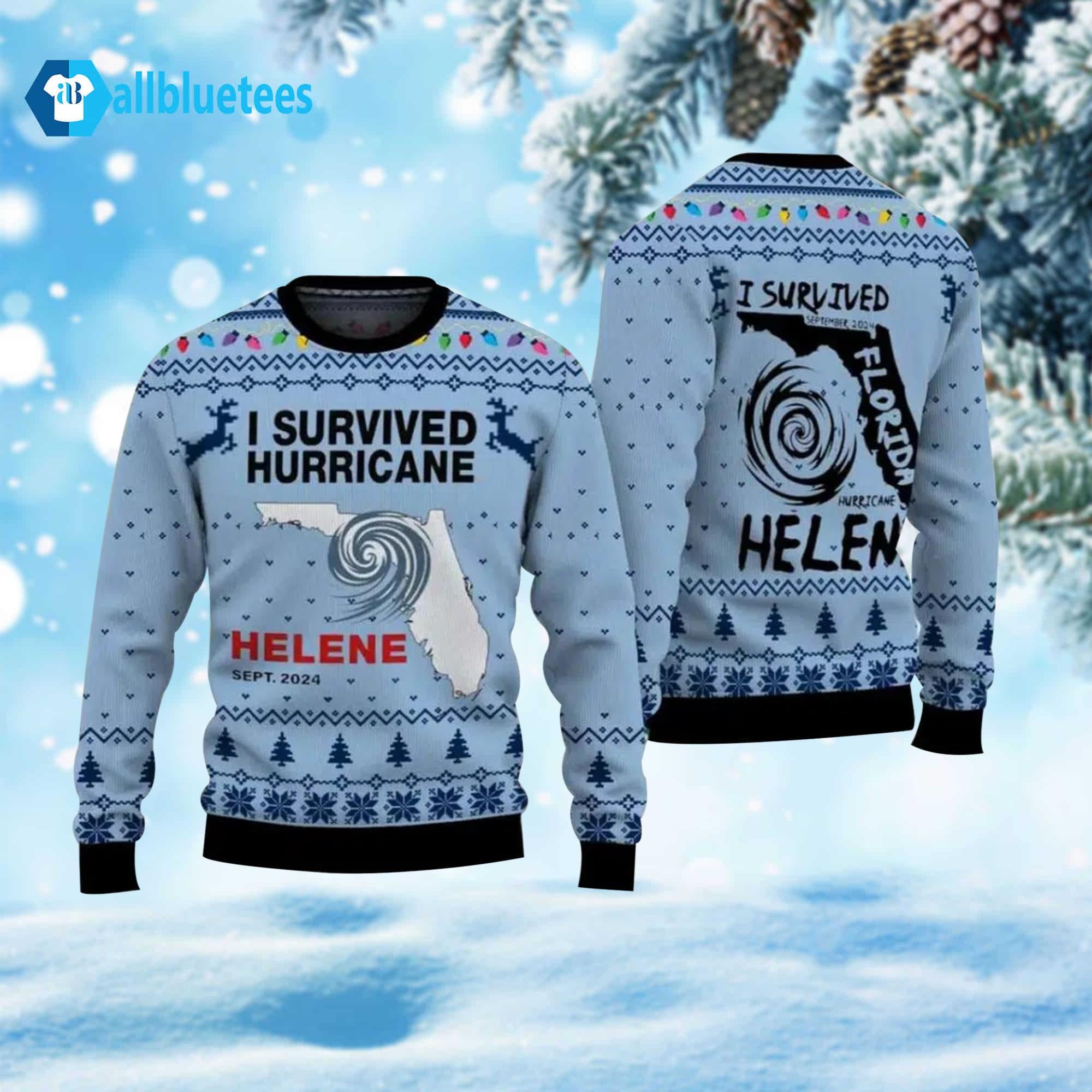 I Survived Hurricane Helene 2024 Ugly Christmas Sweater