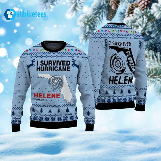 I Survived Hurricane Helene 2024 Ugly Christmas Sweater