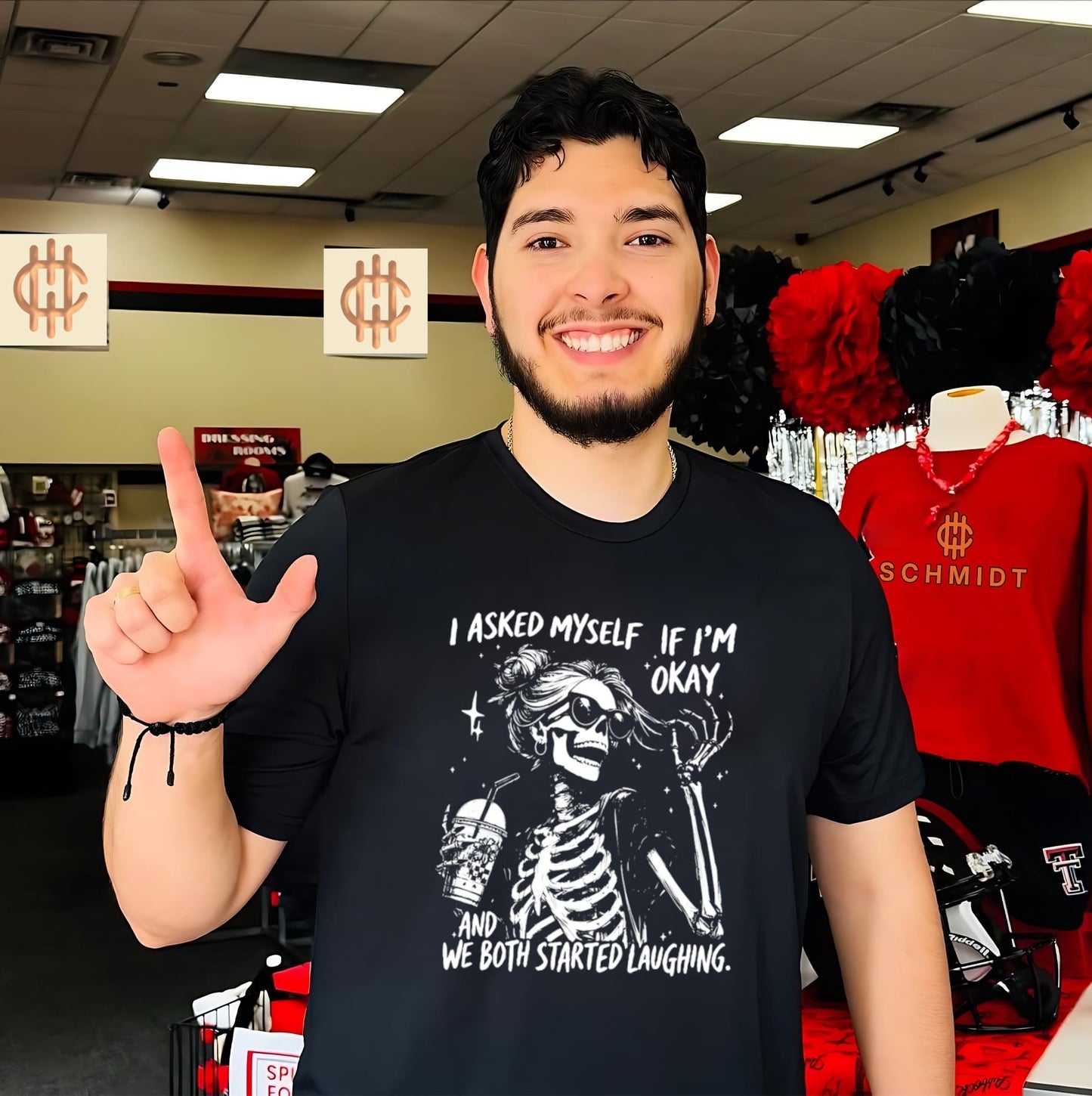 I asked myself if I’m okay and we both started laughing skeleton shirt