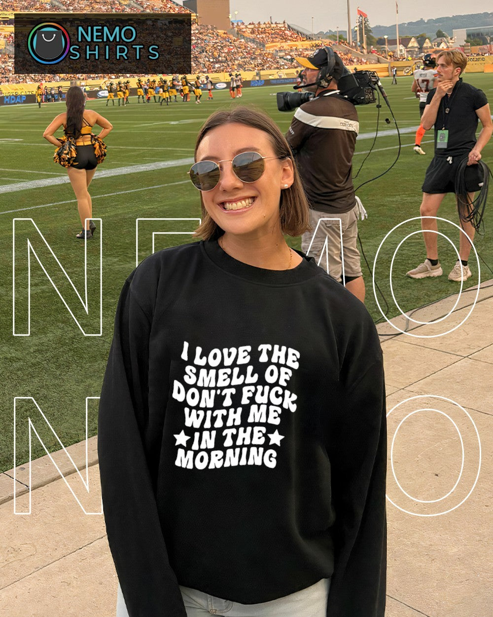 I love the smell of don’t fuck with me in the morning text shirt