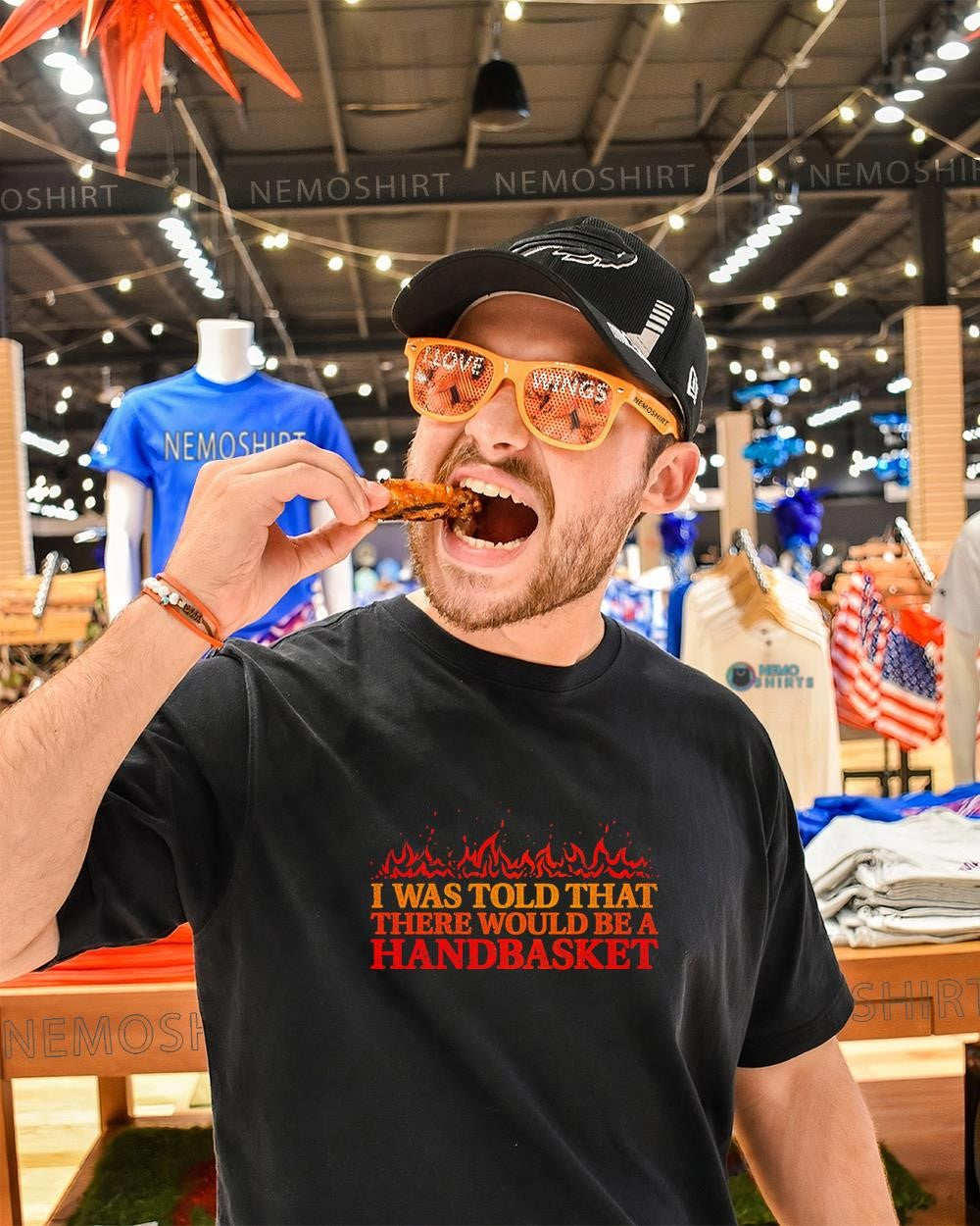 I was told there would be a handbasket text shirt