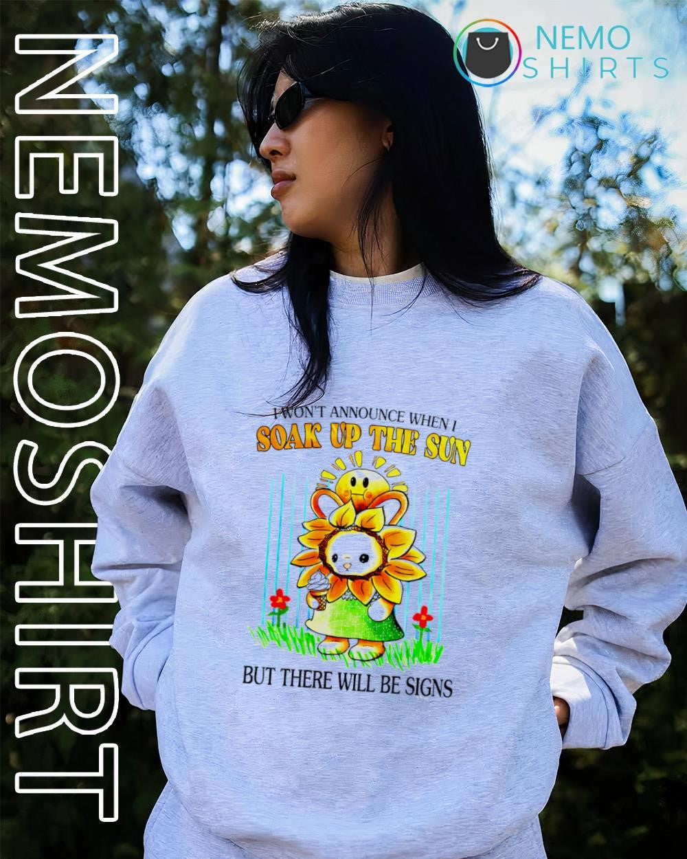 I won’t announce when I soak up the sun but there will be signs bunny sunflower shirt