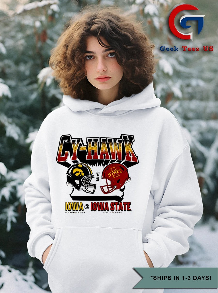 Iowa State Cyclones vs Iowa Hawkeyes Cy-Hawk 2025 helmet shirt