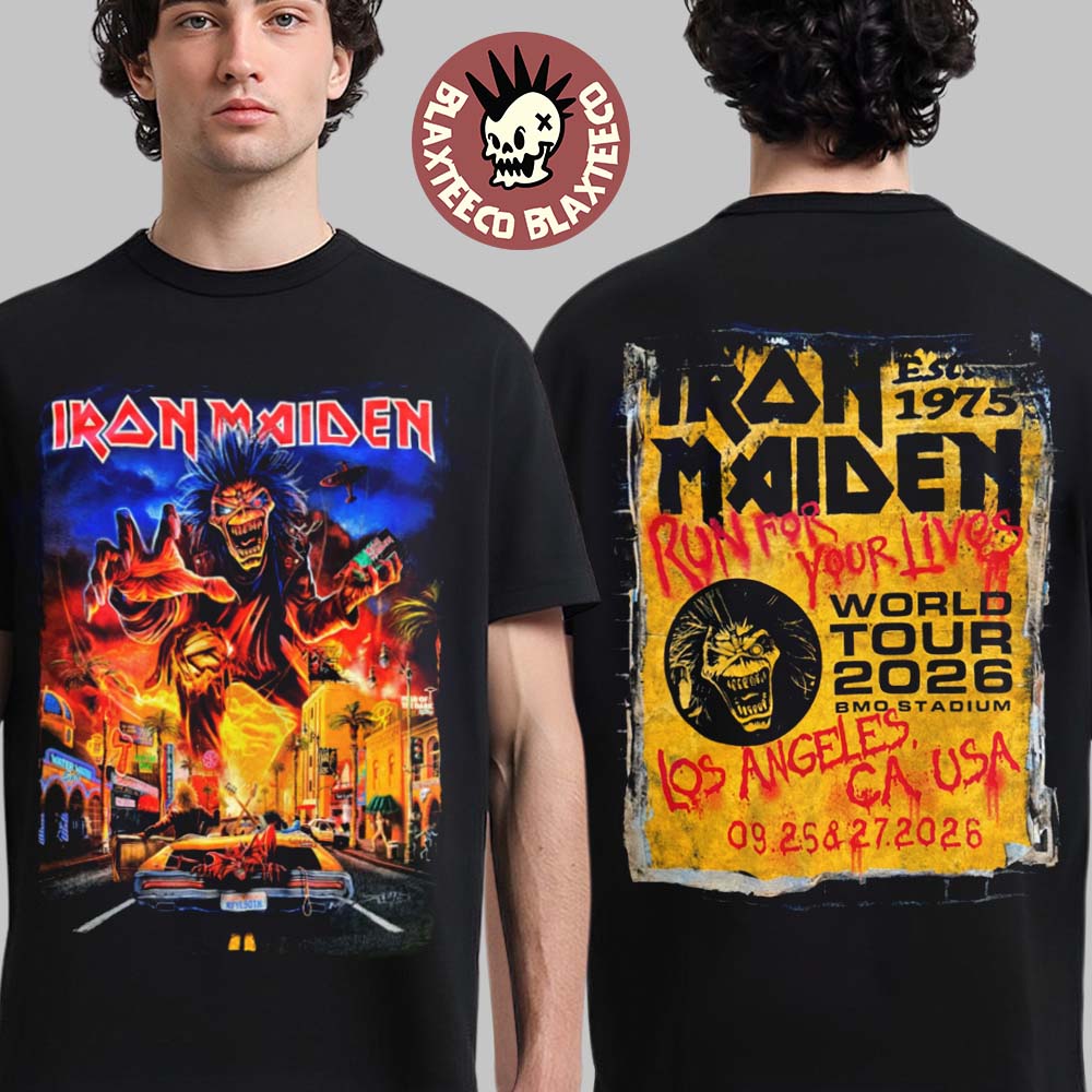 Iron Maiden Los Angeles CA Event Tee 2026 Live At BMO Stadium On September 25 27 2026 Run For Your Lives Tour T-Shirt