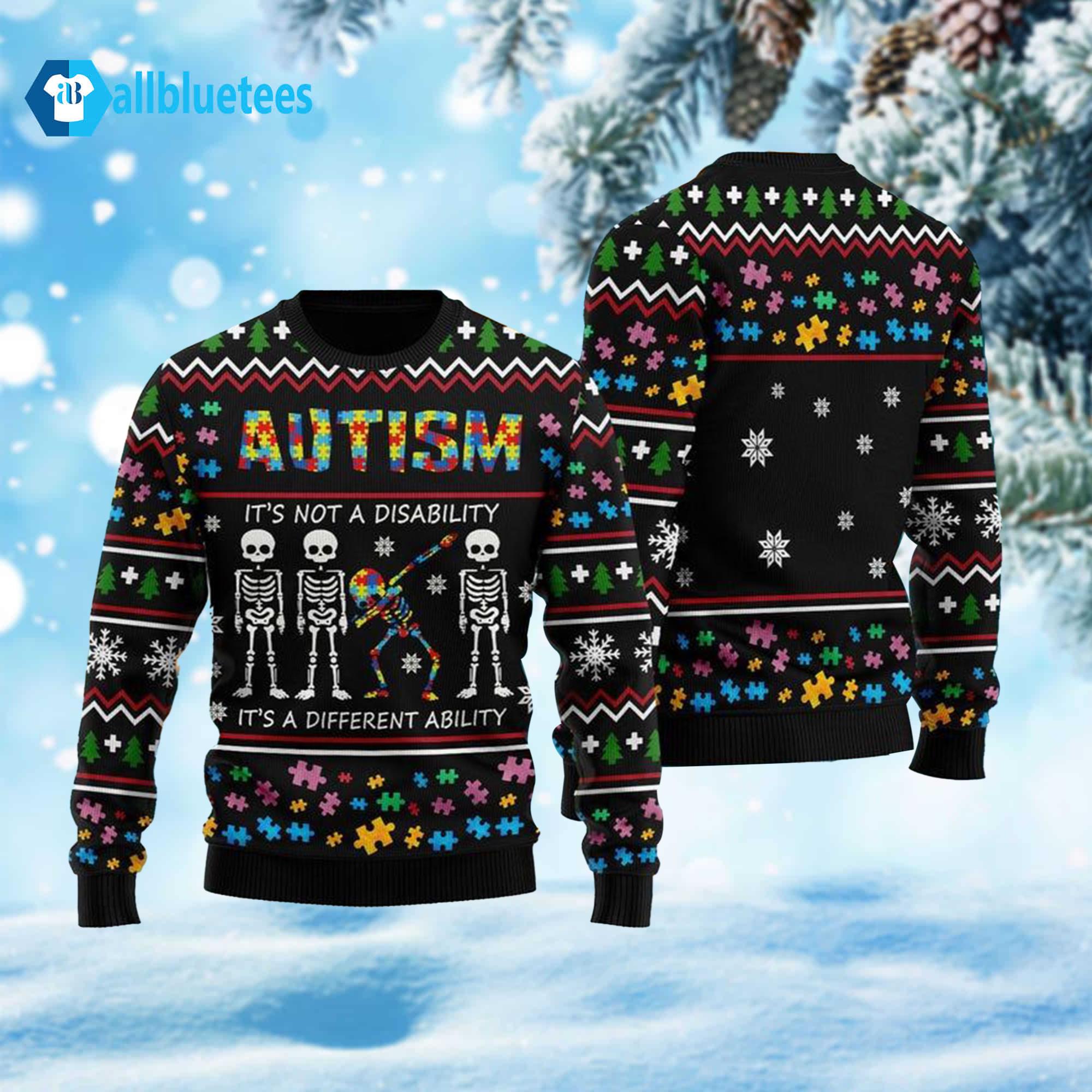Autism It’s Not A Disability It’s A Different Ability Ugly Christmas Sweater