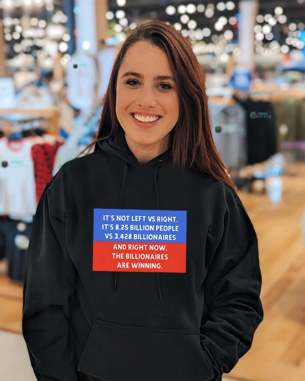 It’s not left vs right it’s 8.25 billion people vs 3,428 billionaires and right now shirt