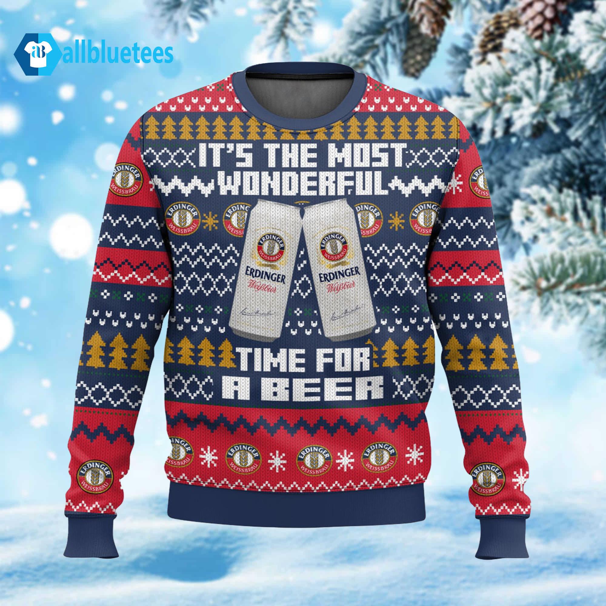 It’s The Most Wonderful Time For A Beer Erdinger Ugly Christmas Sweater
