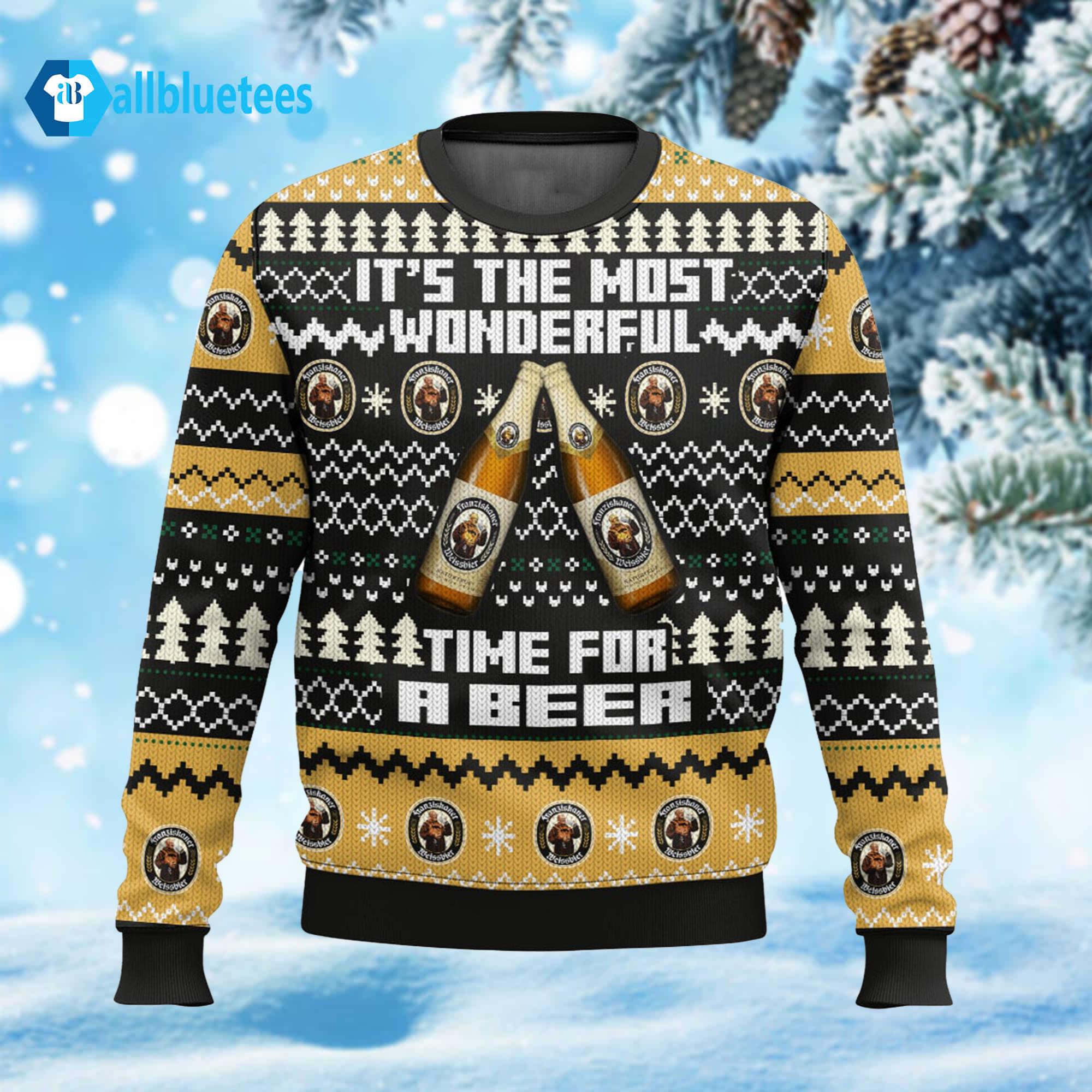 It’s The Most Wonderful Time For A Beer Franziskaner Ugly Christmas Sweater