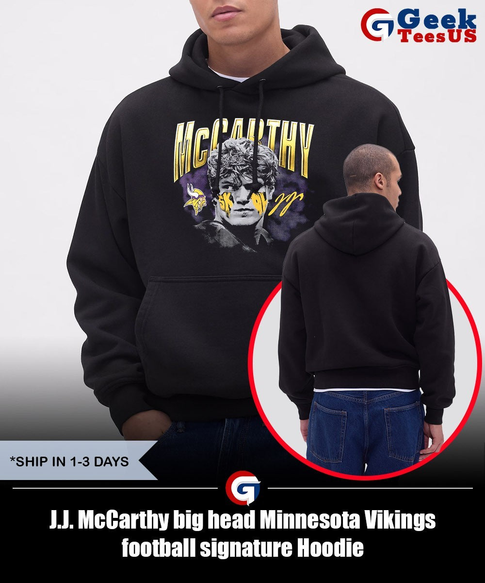 J.J. McCarthy big head Minnesota Vikings football signature shirt
