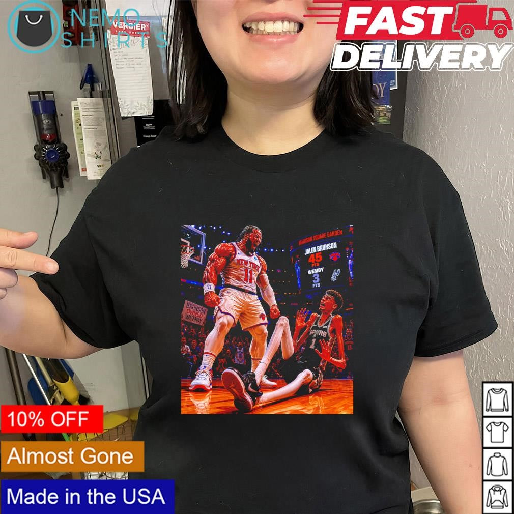 Jalen Brunson 45 Pts and Victor Wembanyama 3 Pts matchup shirt
