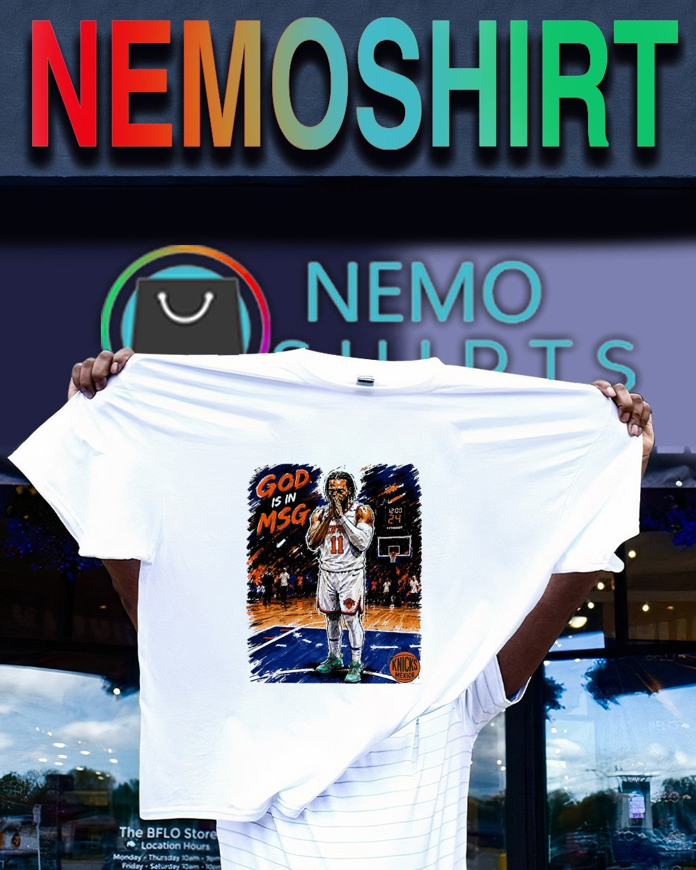 Jalen Brunson New York Knicks God is in MSG graphic shirt