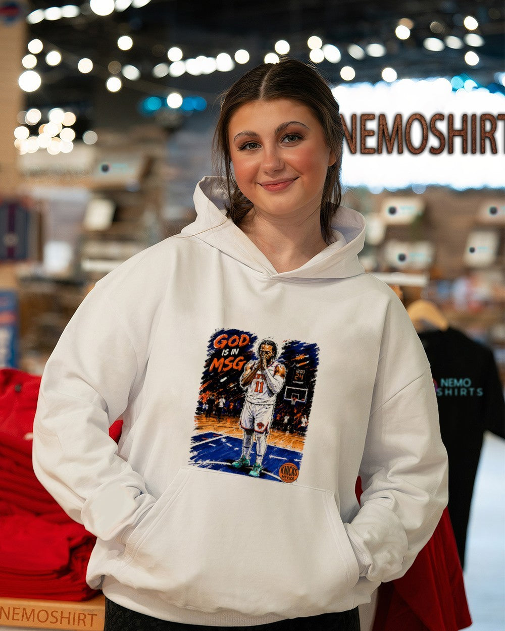 Jalen Brunson New York Knicks God is in MSG graphic shirt