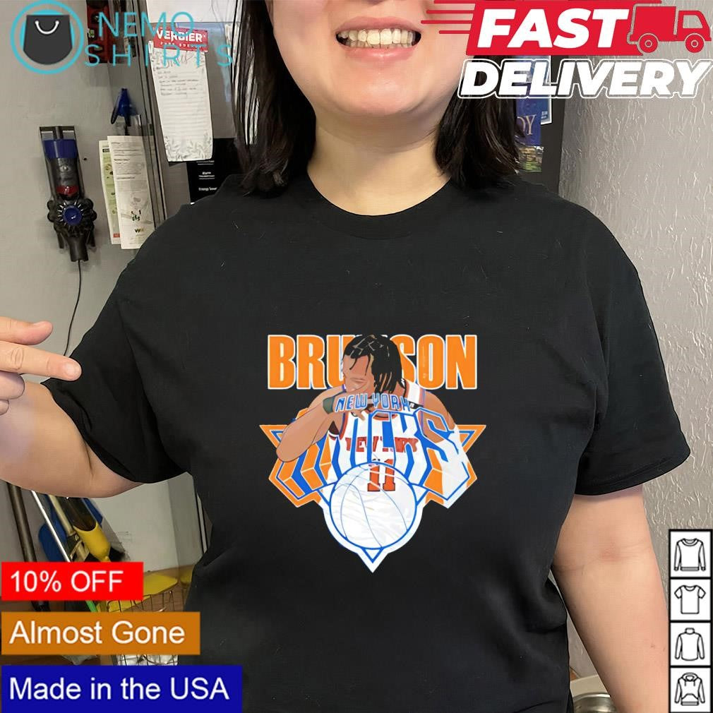 Jalen Brunson New York Knicks above the number 11 caricature graphic shirt