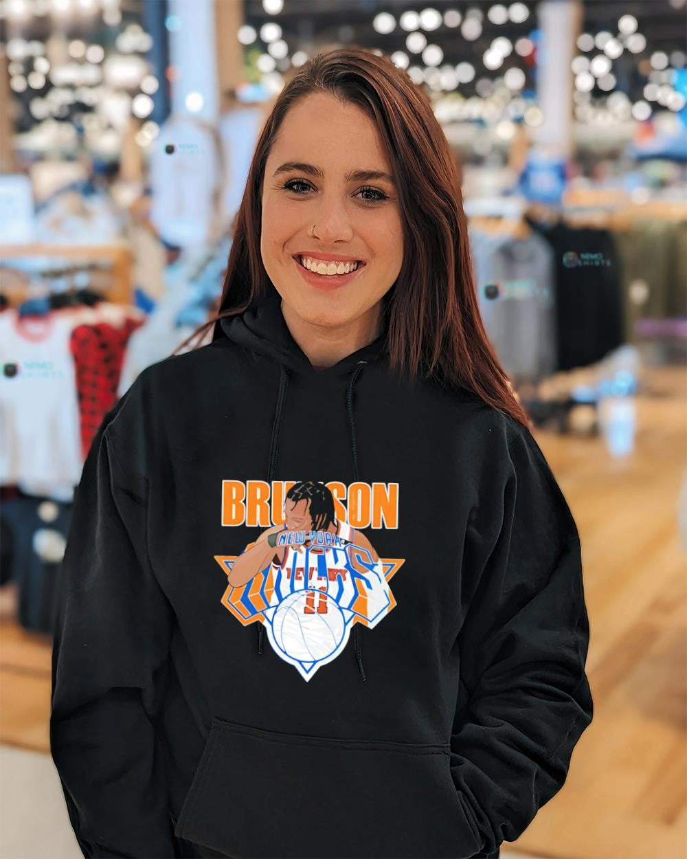 Jalen Brunson New York Knicks above the number 11 caricature graphic shirt