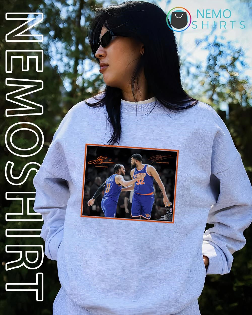 Jalen Brunson and Karl-Anthony Towns New York Knicks signatures spotlight shirt