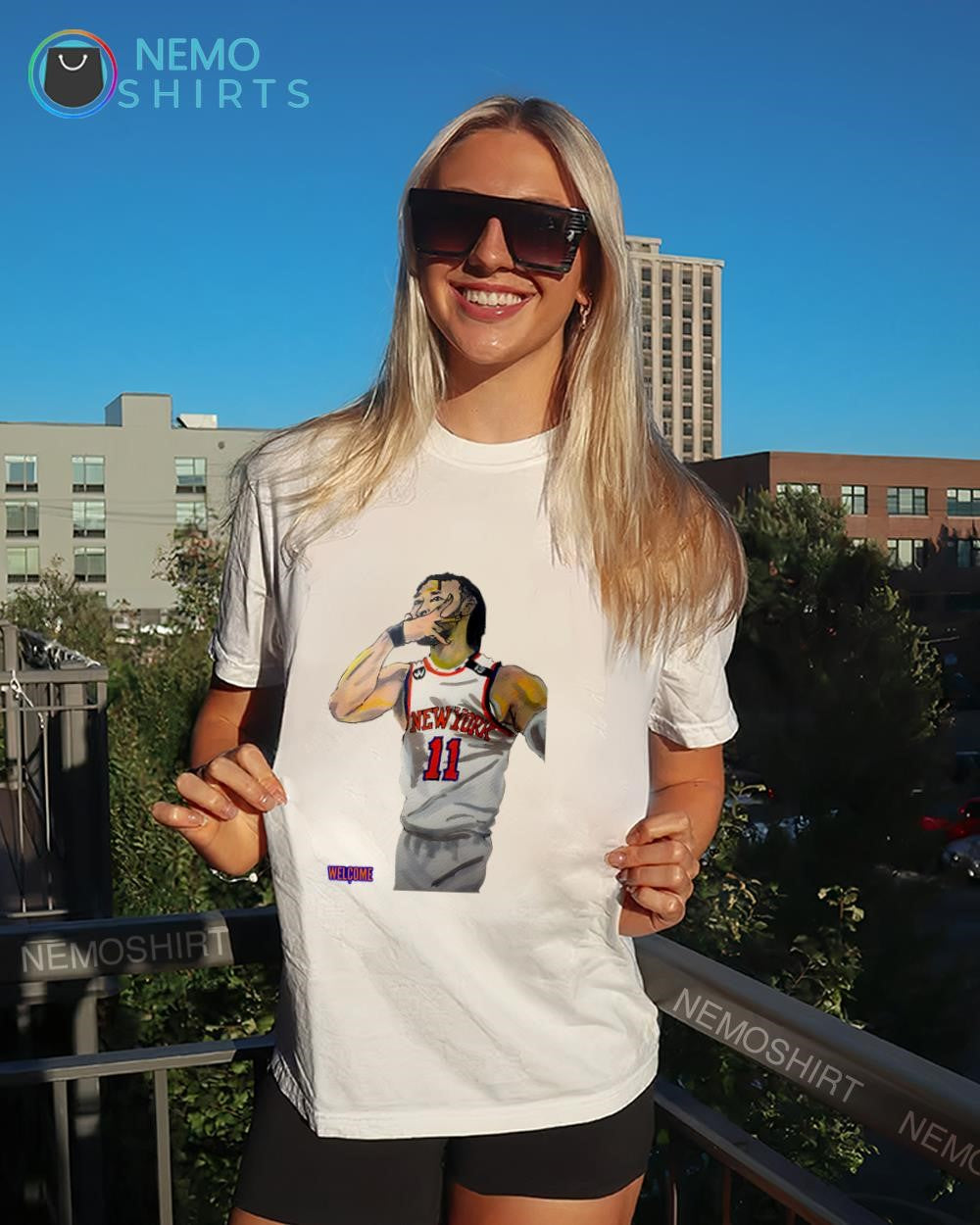 Jalen Brunson three-pointer New York player hand drawn shirt