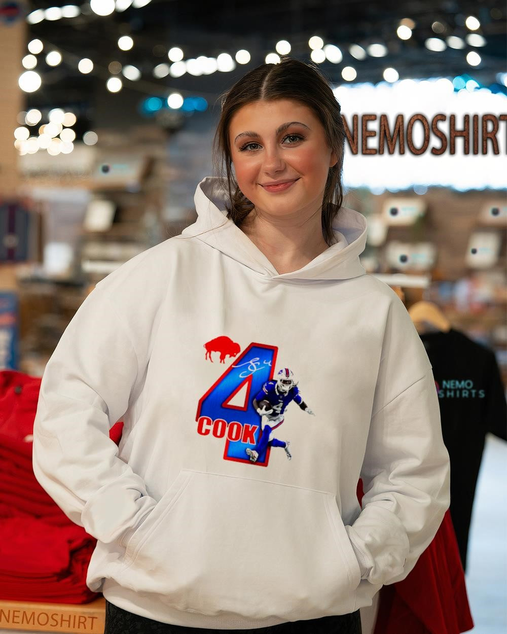James Cook Buffalo Bills number 4 signature shirt
