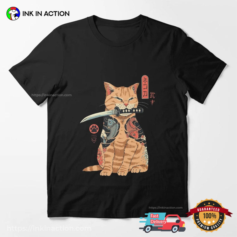 Japan Cat Samurai Art Unisex T-shirt