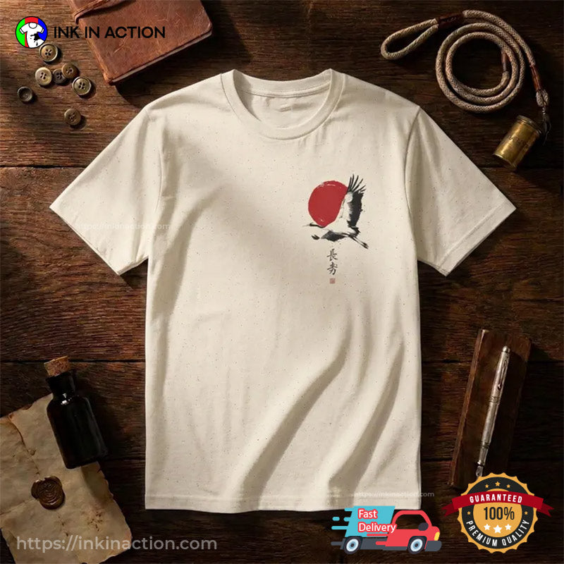 Japanese Crane and Moon Vintage Japan Tee