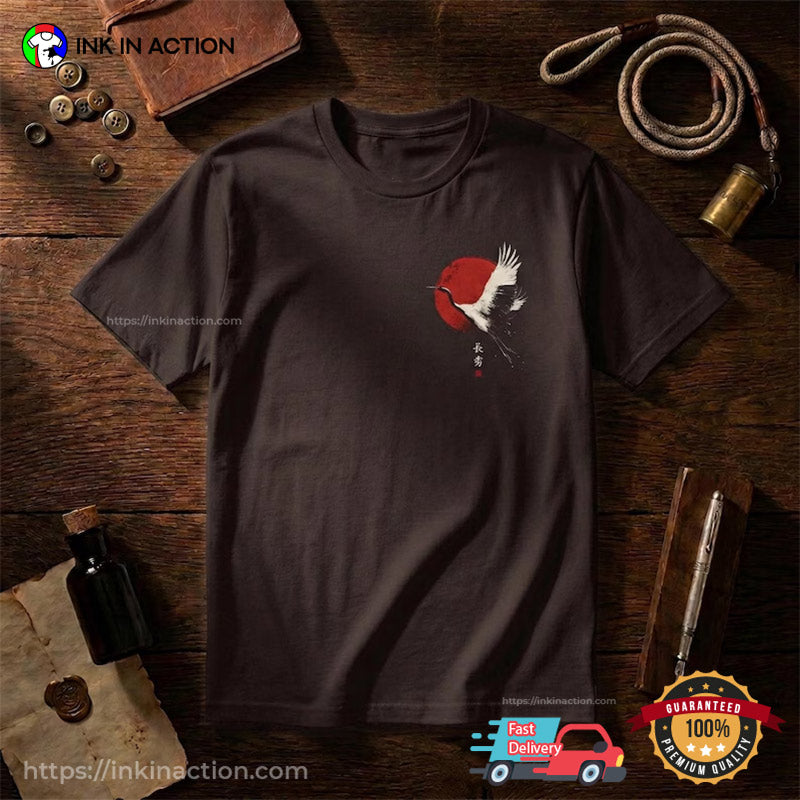 Japanese Crane and Moon Vintage Japan Tee
