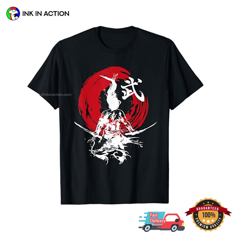 Japanese Samurai Fire Warrior Swords Art T-shirt