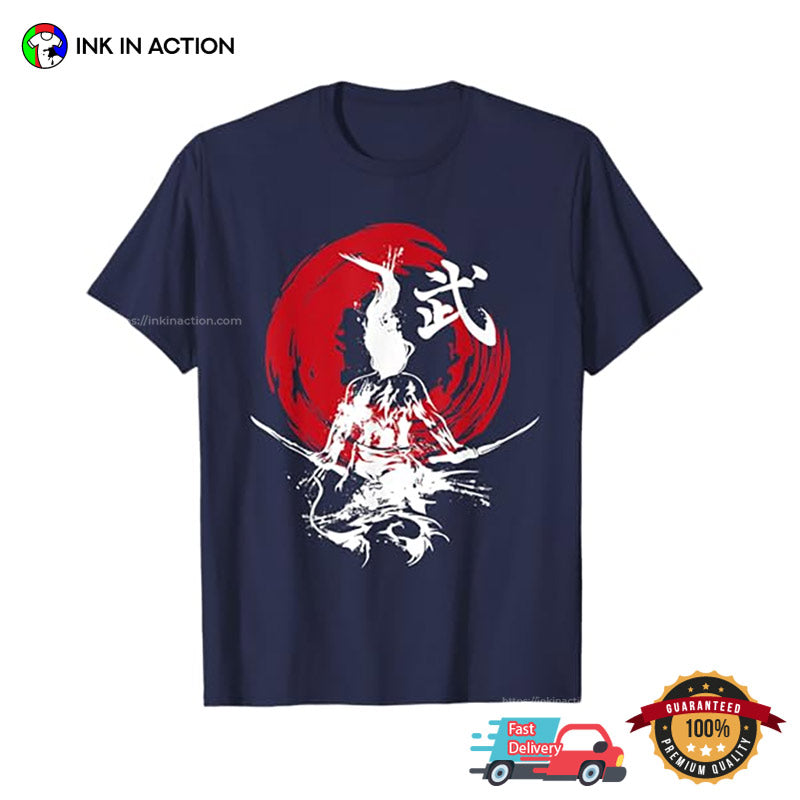 Japanese Samurai Fire Warrior Swords Art T-shirt