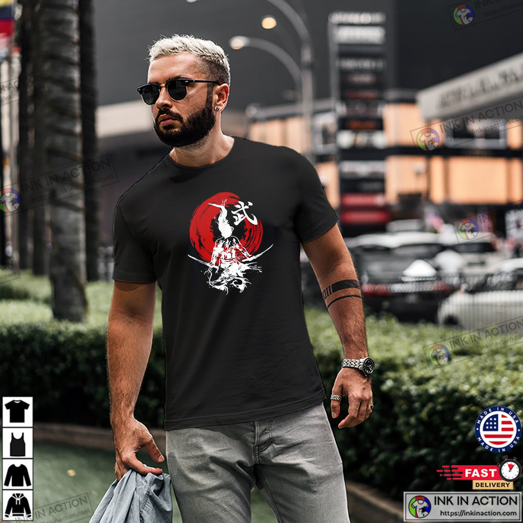 Japanese Samurai Fire Warrior Swords Art T-shirt