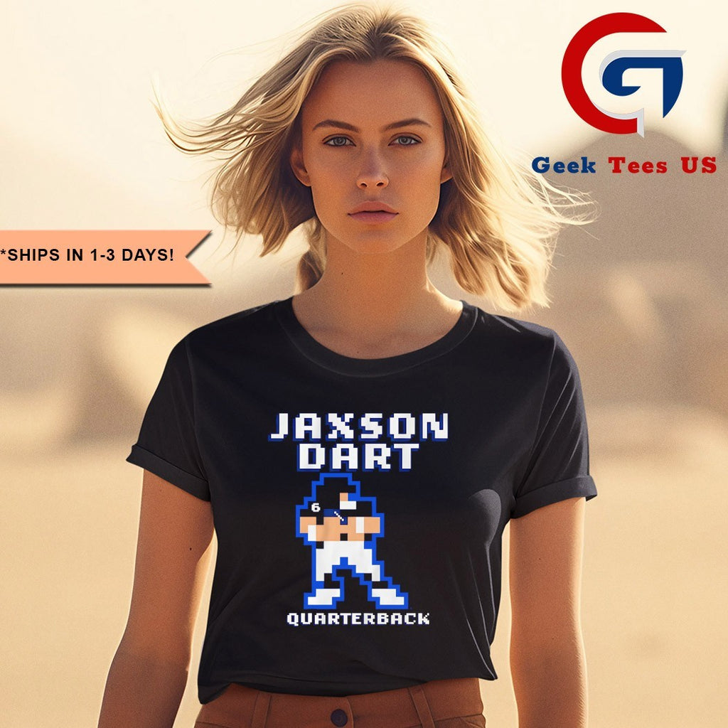 Jaxson Dart player New York Giants football Quarterback 8 bit retro baller shirt