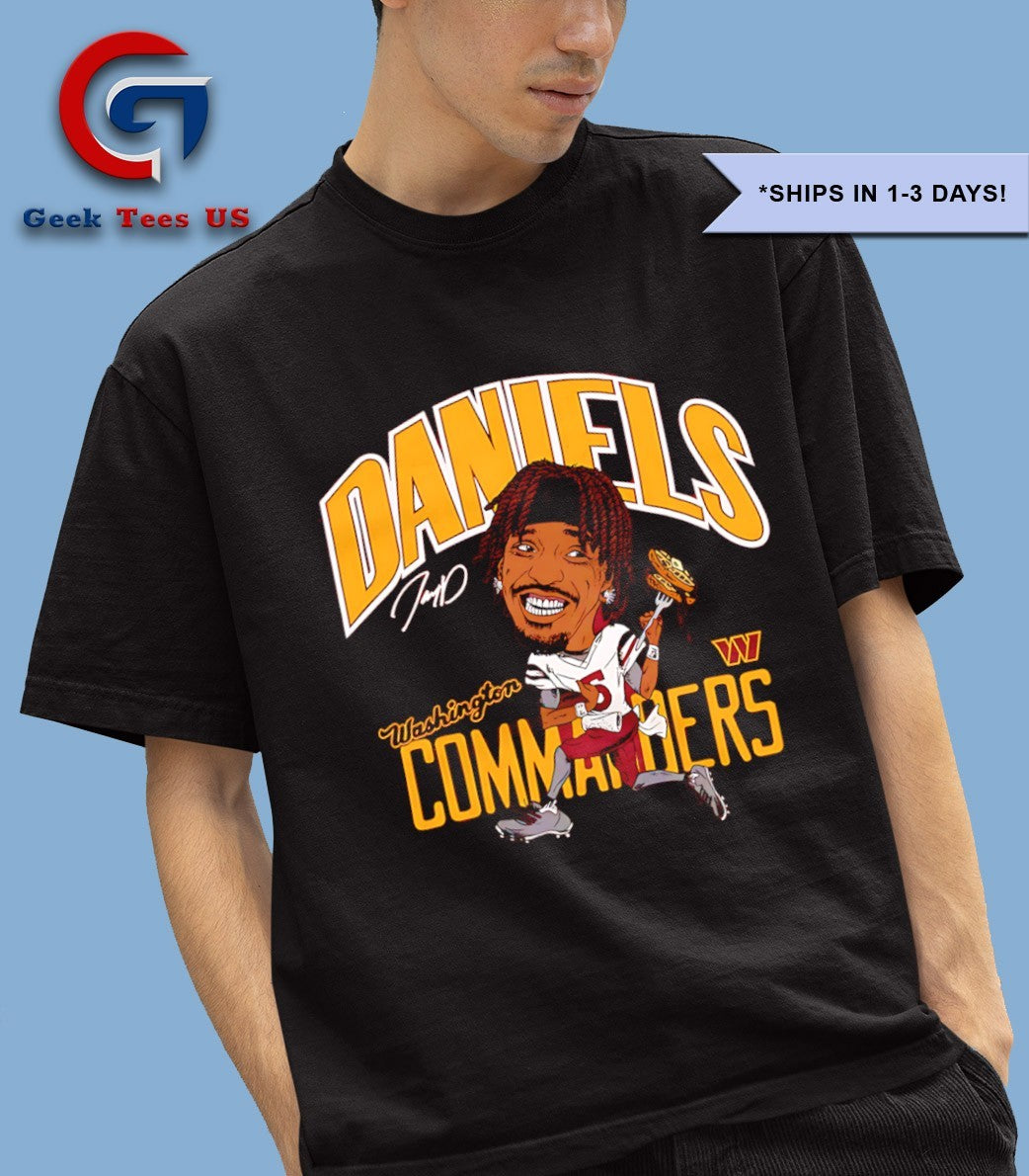 Jayden Daniels Washington Commanders baseball waffles caricature 2025 signature shirt