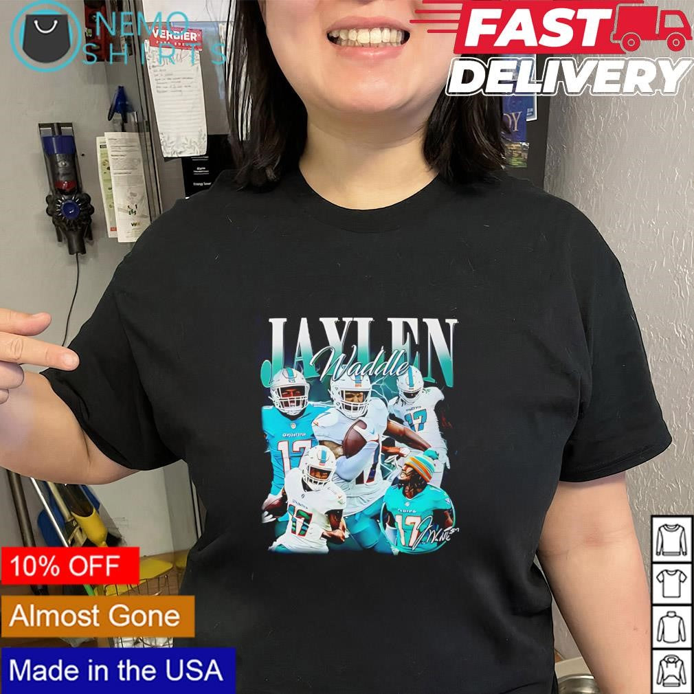 Jaylen Waddle Miami Dolphins player graphic signature shirt