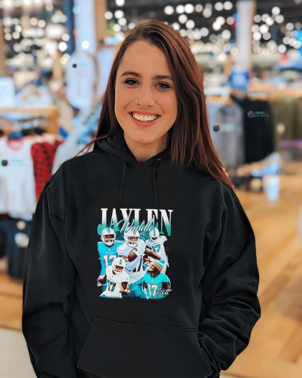 Jaylen Waddle Miami Dolphins player graphic signature shirt