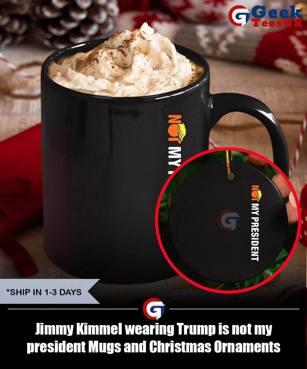 Jimmy Kimmel wearing Trump is not my president shirt
