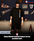 Jimmy Kimmel wearing Trump is not my president shirt