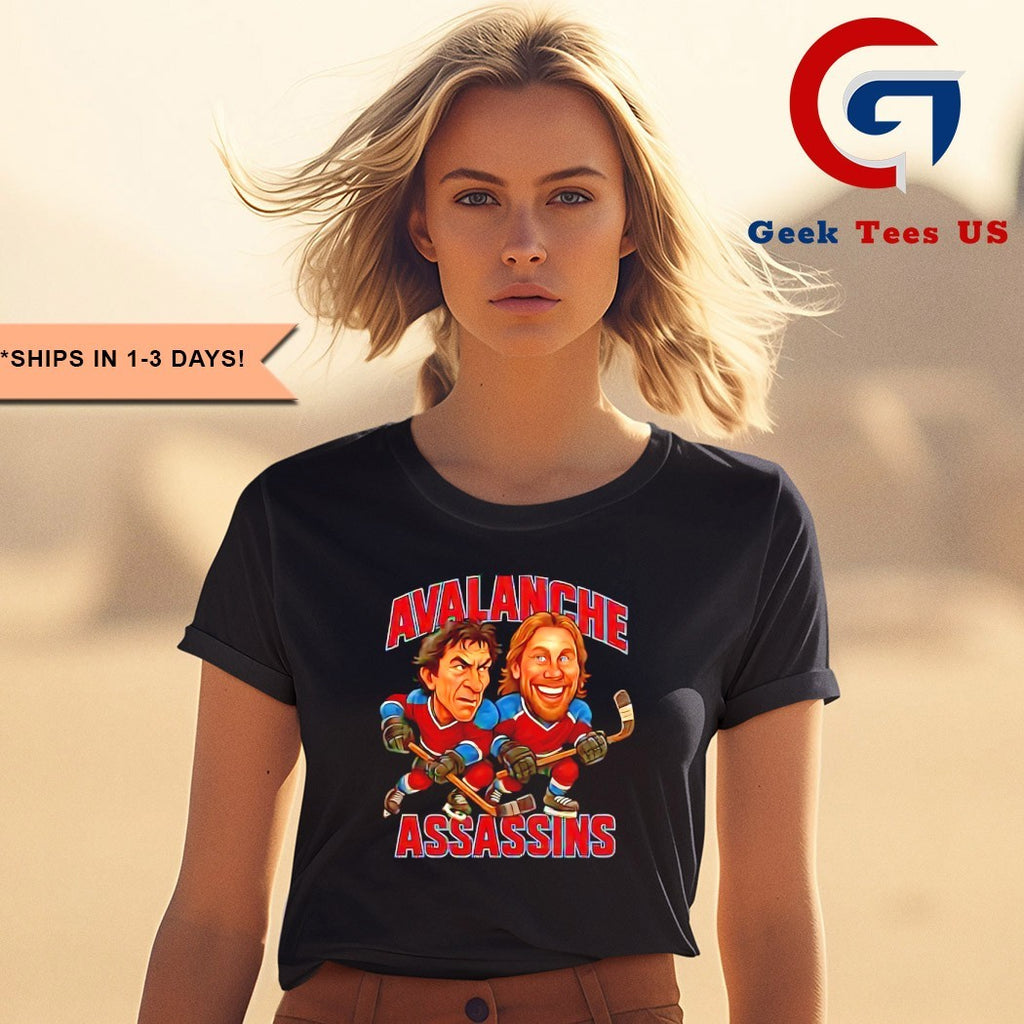 Joe Sakic and Peter Forsberg Avalanche Assassins Hockey caricatures shirt