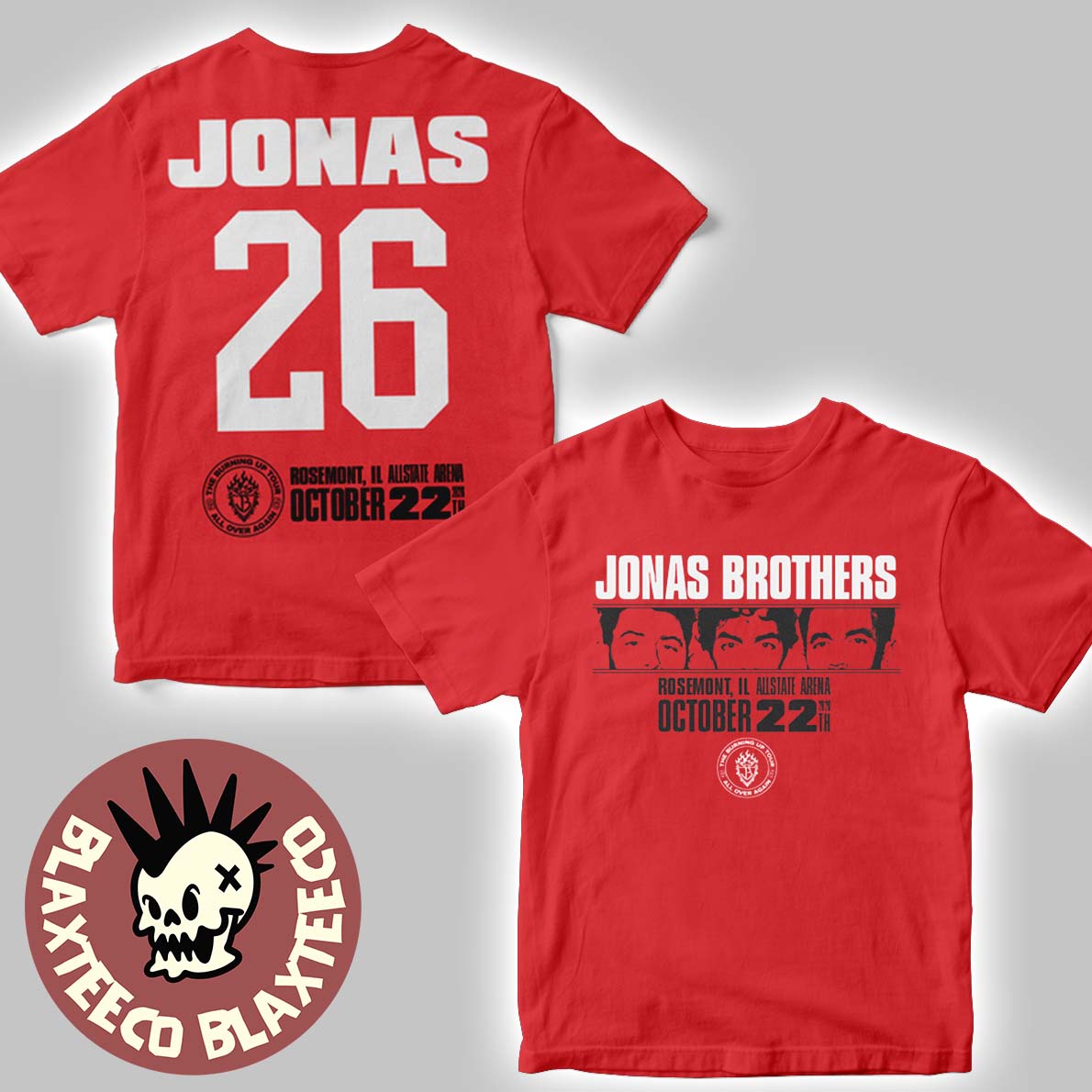 Jonas Brothers Rosemont IL City Tee 2026 Live At Allstate Arena October 22 2026 Red T-Shirt