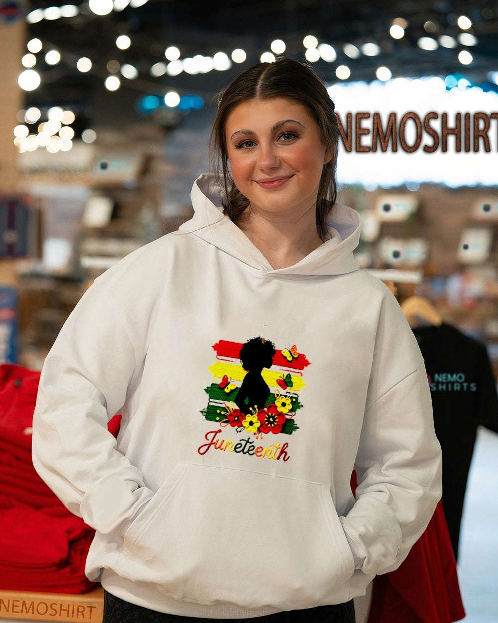 Juneteenth black woman silhouette flowers shirt