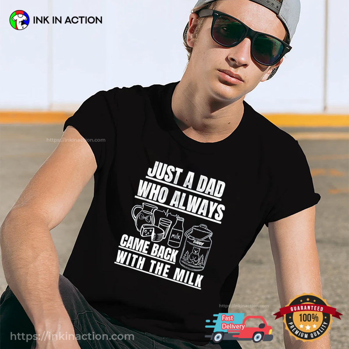 Just A Dad Who Always Came Back With The Milk, Awesome Dad T-shirt