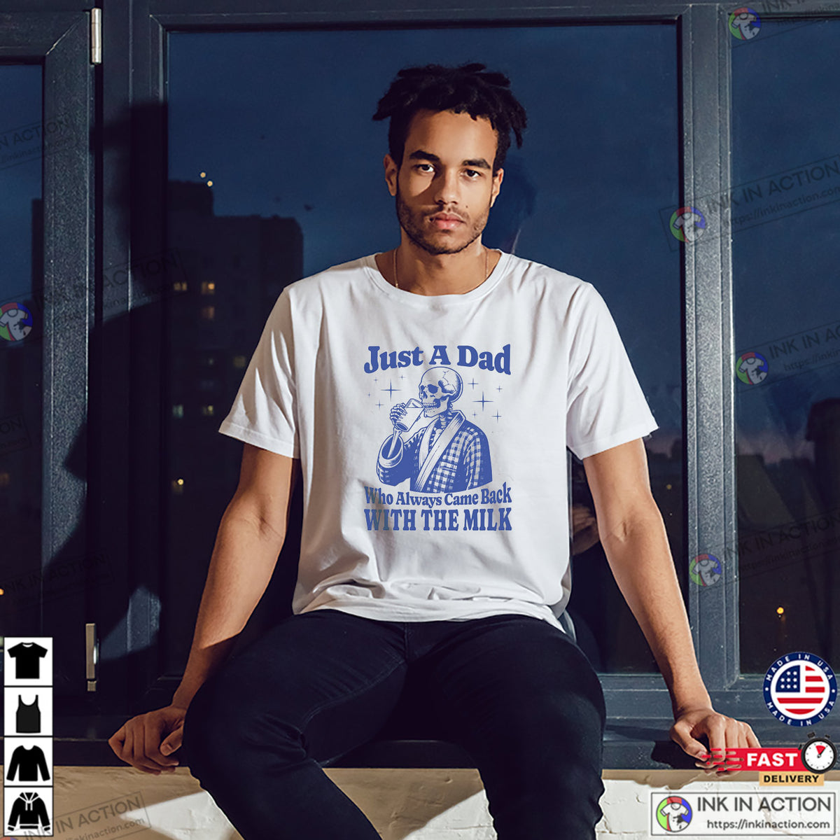 Just A Dad Who Always Came Back With The Milk Skeleton Dad T-shirt