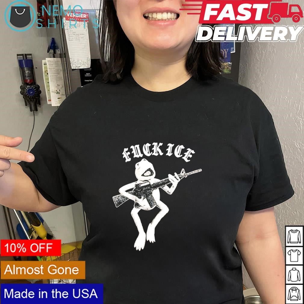Kermit frog with a gun fuck ice shirt