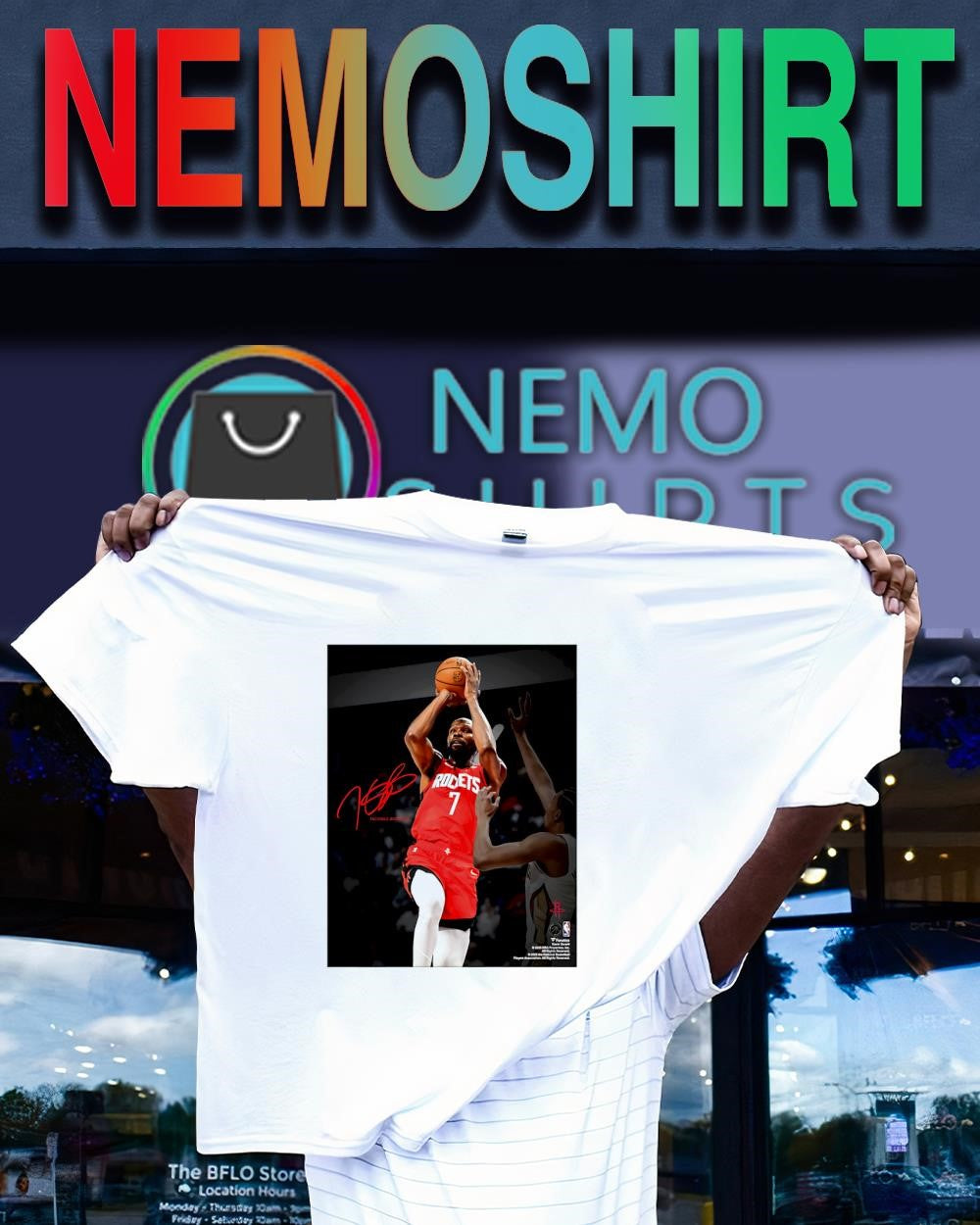 Kevin Durant Houston Rockets facsimile signature shirt