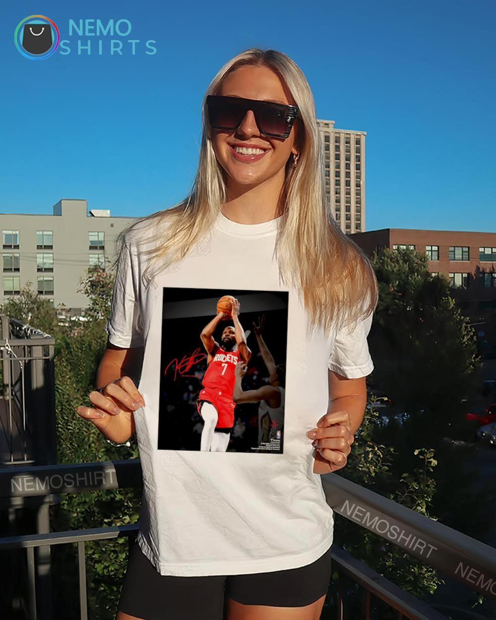 Kevin Durant Houston Rockets facsimile signature shirt