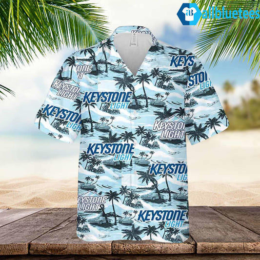 Keystone Light Hawaiian Sea Island Pattern Hawaiian Shirt
