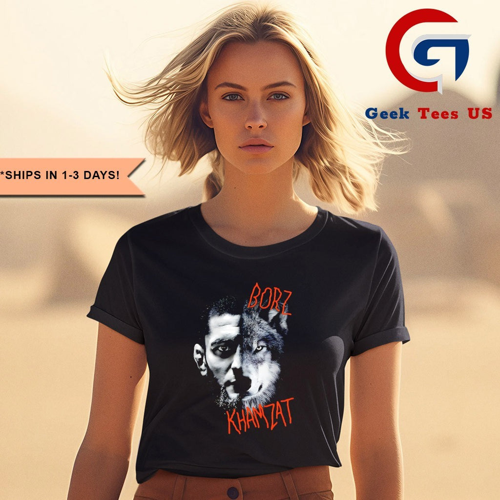 Khamzat Chimaev Borz face Wolf UFC shirt