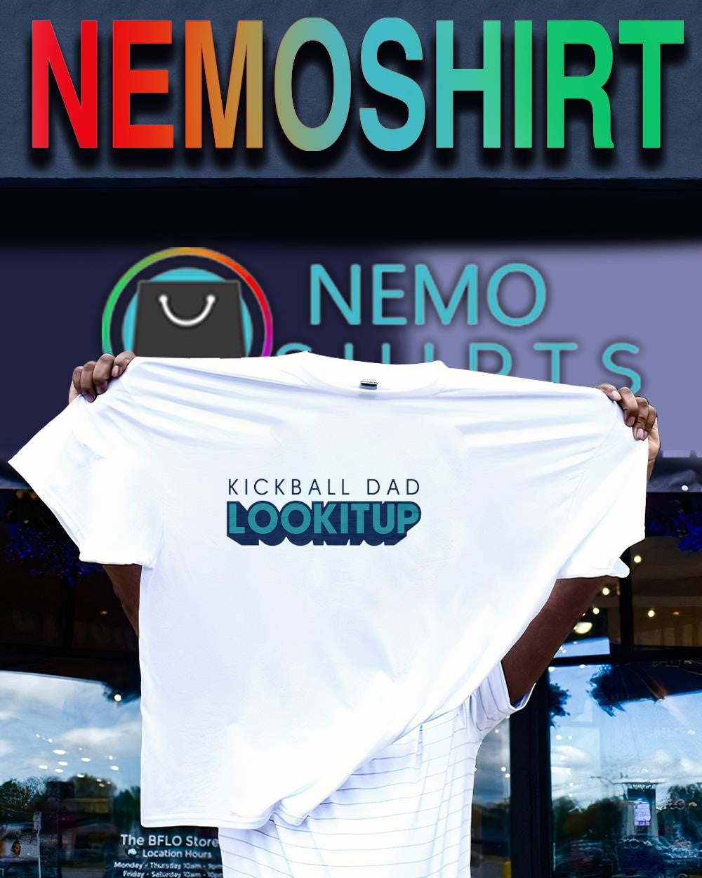 Kickball Dad team lookitup graphic text shirt