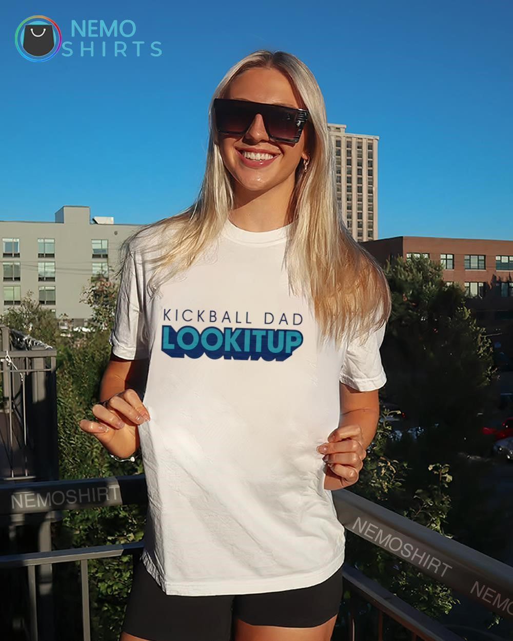 Kickball Dad team lookitup graphic text shirt