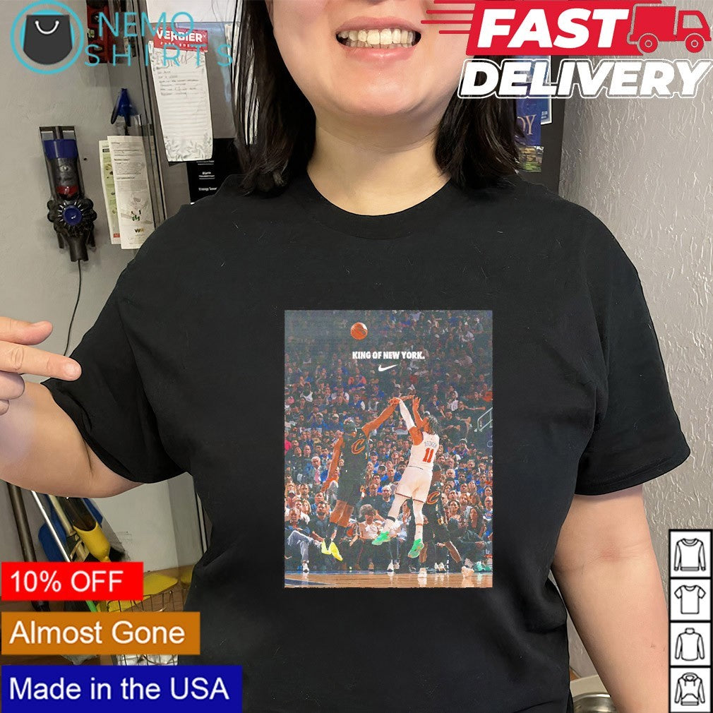 King of New York Jalen Brunson jumper over James Harden shirt