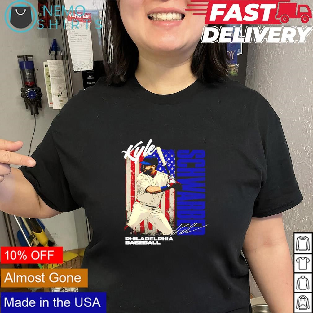 Kyle Schwarber Philadelphia baseball USA flag signature shirt