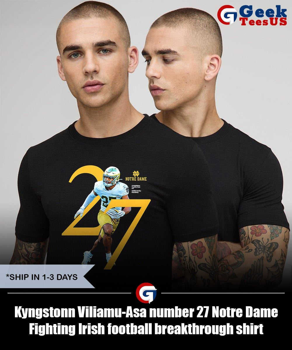 Kyngstonn Viliamu-Asa number 27 Notre Dame Fighting Irish football breakthrough shirt