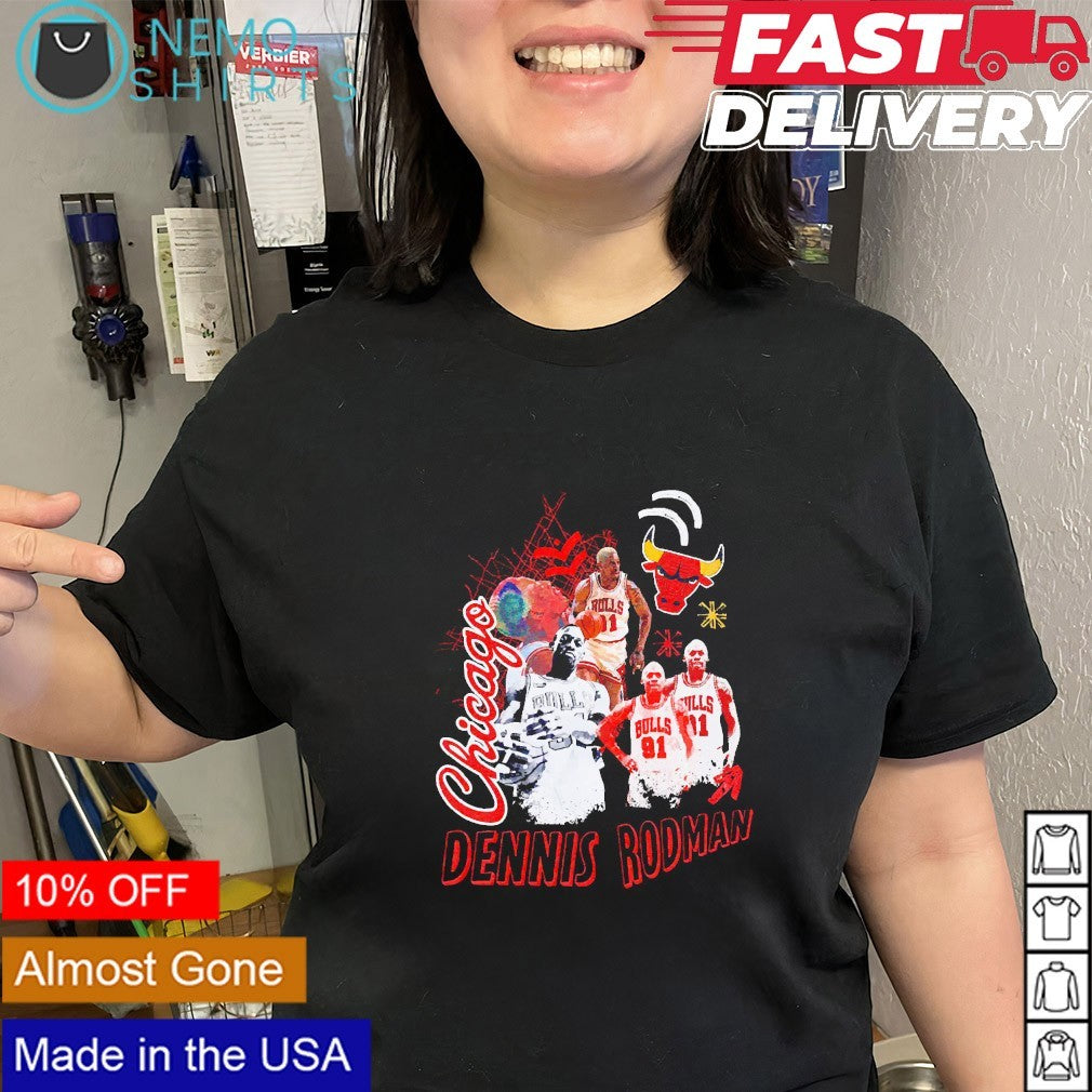 Dennis Rodman Chicago Bulls player collage graphic shirt