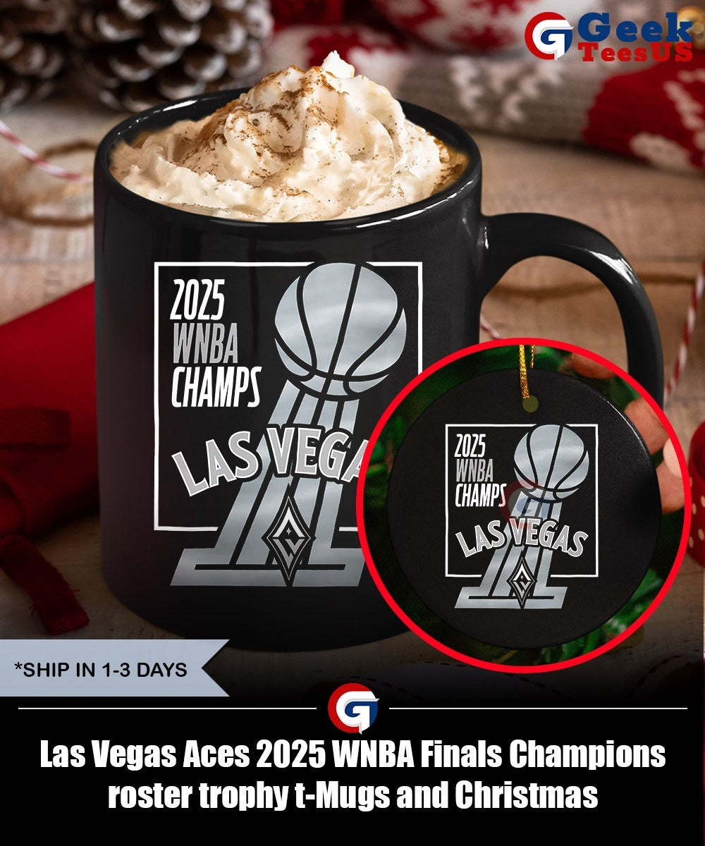 Las Vegas Aces 2025 WNBA Finals Champions roster trophy t-shirt